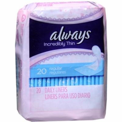 4 Pack - Always Thin Pantiliners Regular Unscented 20 Each