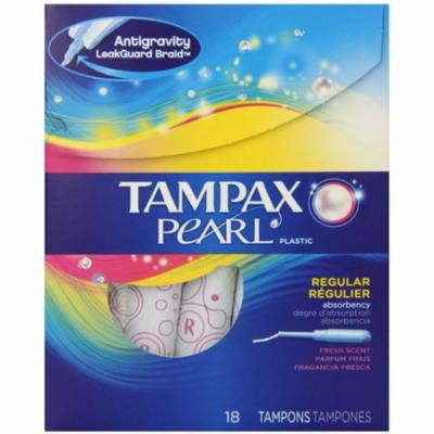 4 Pack - Tampax Pearl Plastic Tampons, Regular Absorbency, Fresh Scent, 18 ea