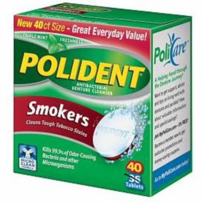 2 Pack - Polident Smokers, Antibacterial Denture Cleanser 40 ea