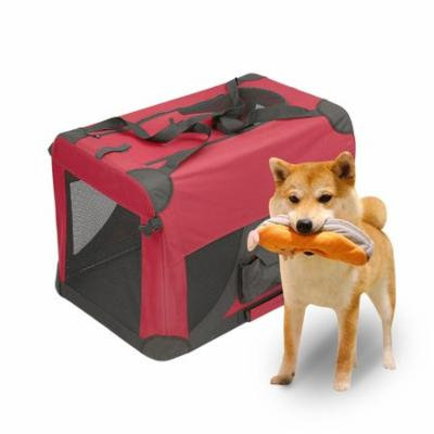 Magshion Portable Crates Kennels Fabric Transport With Sturdy Metal Frame Metal Cages 28'' Burgundy