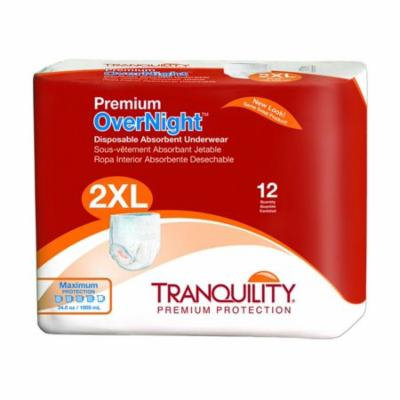 Tranquility Premium OverNight Adult Disposable Absorbent Underwear Heavy Absorbency XX-Large 62 - 80 Inch, 2 Bags of 12