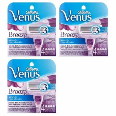Gillette Venus Breeze Refill Razor Blade Cartridges, 12 Count (3 Packs of 4 Ct) + Makeup Blender