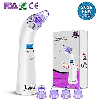 Pore Vacuum Blackhead Remover Tool - Favbal Original FDA-Approved Electric Microdermabrasion Machine,Blackhead Removal Comedo Extractor Suction Kit Beauty Device with LCD Display for Facial Skin