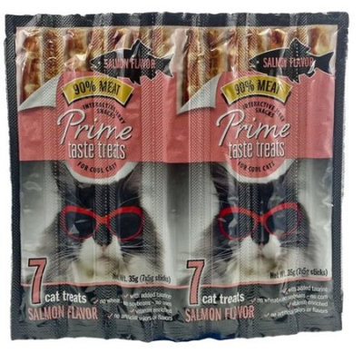 (2 Pack) Prime taste treats salmon jerky treat for cats, 35g (7x5g sticks)