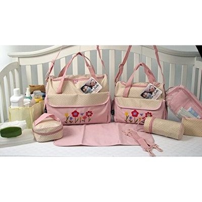 SoHo diaper bag Butterflies Meadows 10pcs nappy tote travel bag for baby mom dad insulated unisex durable multifunction large capacity includes changing pad stroller straps Pink Butterflies Meadows