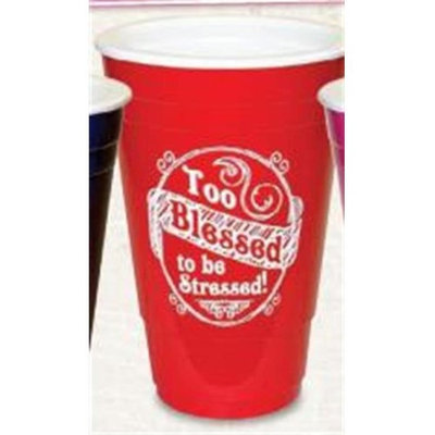 Divinity Boutique 92158 Solo Cup-Too Blessed to Be Stressed-Pink