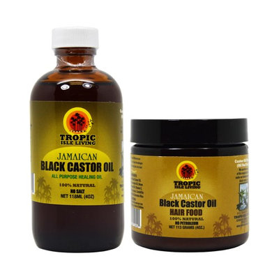 Tropic Isle Living Jamaican Black Castor Oil 4oz & Hair Food Combo w/Applicator