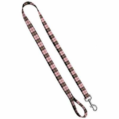 Deluxe Dog Leash: Pink Plaid Tartan, 3/4 inch by 4 feet Sublimated Polyester by Moose Pet Wear