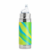 Pura Kiki 9 Oz / 260 Ml Stainless Steel Insulated Sippy Cup With Silicone Xl Sipper Spout & Sleeve, Aqua Swirl (plastic Free, Nontoxic Certified, Bpa Free)