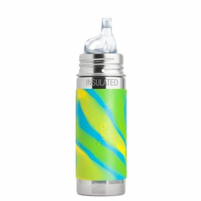 Pura Kiki 9 Oz / 260 Ml Stainless Steel Insulated Sippy Cup With Silicone Xl Sipper Spout & Sleeve, Aqua Swirl (plastic Free, Nontoxic Certified, Bpa Free)