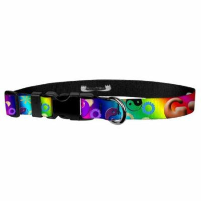 Deluxe Adjustable Dog Collar: Medium, Groovy, 1 inch Sublimated Polyester by Moose Pet Wear