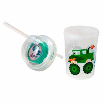 Sip & Spin Fun Straw Cup, Monster Trucks Race When You Drink, by nuSpin Kids