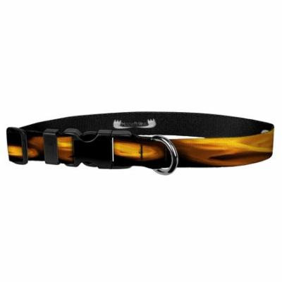 Deluxe Adjustable Dog Collar: Small, Fire, 3/4 inch Sublimated Polyester by Moose Pet Wear