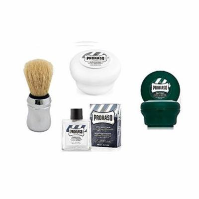 Proraso Shave Soap, Sensitive 150 ml + Proraso Shave soap menthol and eucalyptus 4oz + Proraso Professonal Shave Brush + Proraso After Shave Balm Protective, 3.4 Fluid Ounce + LA Cross Manicure 74858