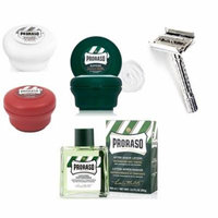 Proraso Shave Soap Sensitive 150ml + Shave Soap Sandalwood 150ml + Shave Soap Menthol and Eucalyptus 4oz + Double Edge Razor + Proraso Aftershave Lotion, Refresh, 100ml + LA Cross Manicure 74858