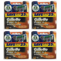 Gillette Fusion ProGlide Power Refill Cartridge Blades, 32 Count (4 Packs of 8) + Curad Dazzle Bandages 25 Ct.