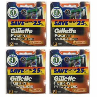 Gillette Fusion ProGlide Power Refill Cartridge Blades, 32 Count (4 Packs of 8) + Curad Dazzle Bandages 25 Ct.