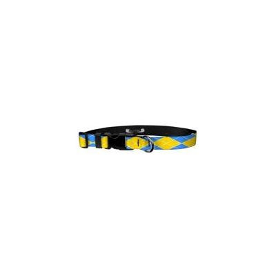 Deluxe Adjustable Dog Collar: Small, Argyle:Yellow & Blue, 3/4 inch Sublimated Polyester by Moose Pet Wear