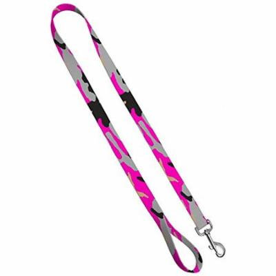 Deluxe Dog Leash: Pink Camo, 3/4 inch by 6 feet Sublimated Polyester by Moose Pet Wear