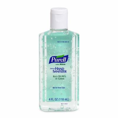 Hand Sanitizer with Aloe Purell 4 oz. Alcohol (Ethyl) Gel Bottle Case of 24 - 8 Pack