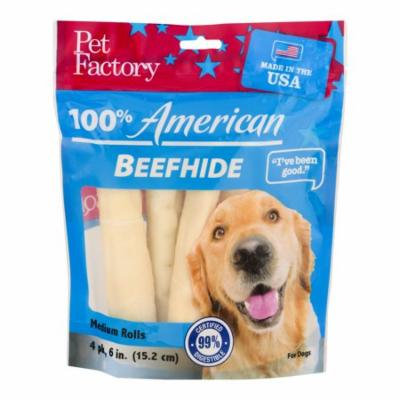 Pet Factory Beefhide Rolls Medium, 4.0 CT