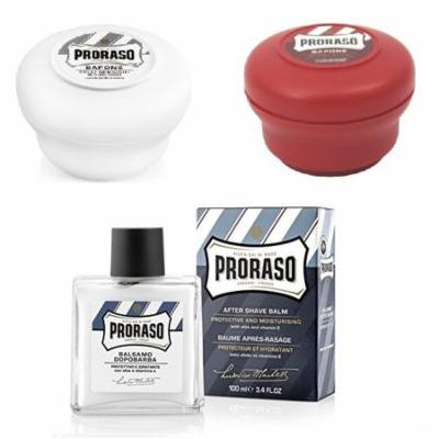 Proraso Shave Soap, Sensitive 150 ml + Proraso Shave Soap, Sandalwood 150 ml + Proraso After Shave Balm Protective, 3.4 Fluid Ounce + LA Cross Manicure 74858