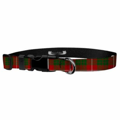 Deluxe Adjustable Dog Collar: Medium, Red Tartan, 1 inch Sublimated Polyester by Moose Pet Wear