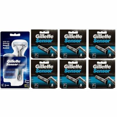 Gillette Sensor Excel Razor w/ 3 Cartridges + Gillette Sensor 5 Ct. Refill Blades (Pack of 6) + Curad Dazzle Bandages 25 Ct.