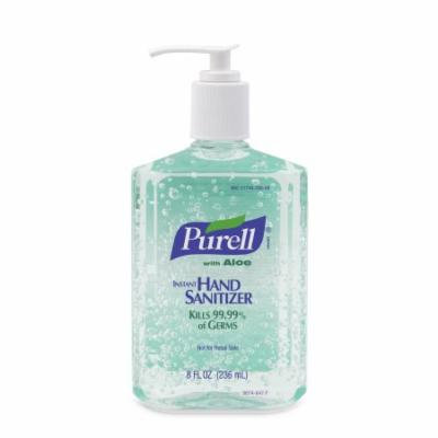 Hand Sanitizer with Aloe Purell 8 oz. Alcohol (Ethyl) Gel Pump Bottle Case of 12 - 8 Pack