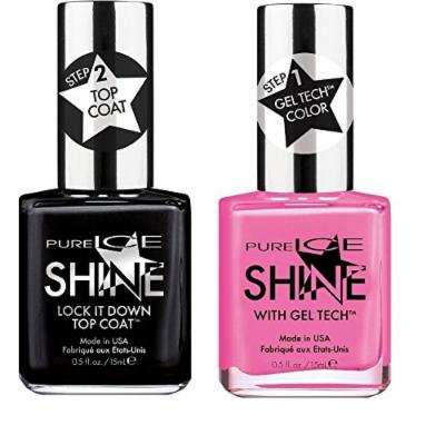 Pure Ice Shine With Gel Tech Nail Polish - 2 Pack - Sleek Peek (Pink) & Lock It Down Top Coat