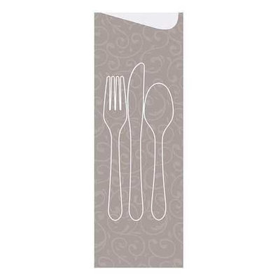 Hoffmaster Napkin Cutlery Pouch (Paper, 9-1/2in H, Gray). Model: 117503