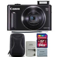 Canon PowerShot SX610 HS 20.2MP 18x Optical Zoom Wifi Digital Camera Black with 64GB Memory Card and Camera Case