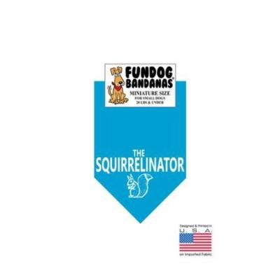 MINI Fun Dog Bandana - THE SQUIRRELINATOR - Miniature Size for Small Dogs under 20 lbs, turquoise pet scarf