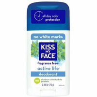 3 Pack - Kiss My Face Natural Active Life Aluminum Free Deodorant Stick, Fragrance Free 2.48 oz