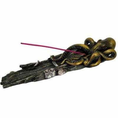 Atlantic Collectibles Giant Octopus On Castaway Shipwreck Deck Stick Incense Burner Figurine 10.25