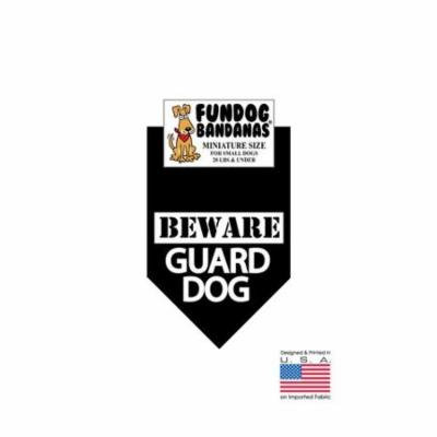 MINI Fun Dog Bandana - BEWARE Guard Dog - Miniature Size for Small Dogs under 20 lbs, black pet scarf