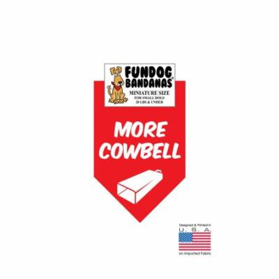 MINI Fun Dog Bandana - MORE COWBELL - Miniature Size for Small Dogs under 20 lbs, red pet scarf