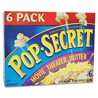 Microwave Popcorn, Movie Theater Butter, 3.5oz Bags, 6/Box, Sold as 1 Box, 6 Each per Box