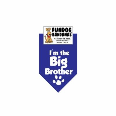 MINI Fun Dog Bandana - I'm the Big Brother - Miniature Size for Small Dogs under 20 lbs, royal blue pet scarf