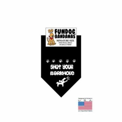 MINI Fun Dog Bandana - SHUT YOUR BARKHOLE - Miniature Size for Small Dogs under 20 lbs, black pet scarf