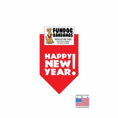 MINI Fun Dog Bandana - Happy New Year! - Miniature Size for Small Dogs under 20 lbs, black pet scarf