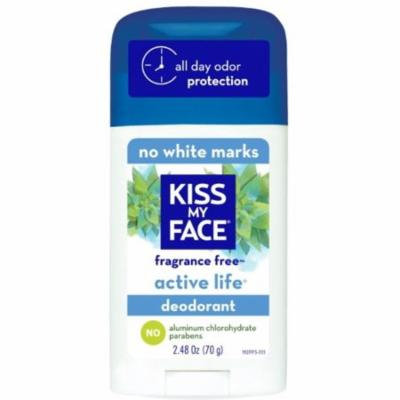 2 Pack - Kiss My Face Natural Active Life Aluminum Free Deodorant Stick, Fragrance Free 2.48 oz