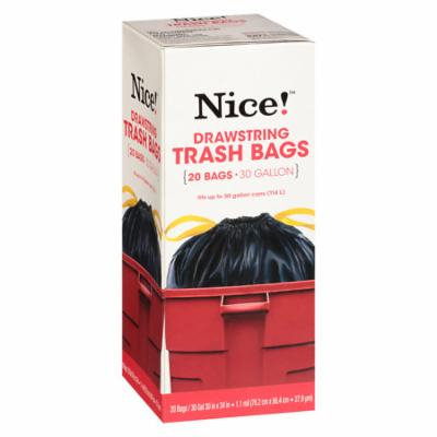 Nice! Drawstring Trash Bags 30 Gallon 20.0 ea (Pack of 12)