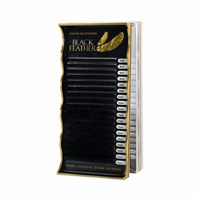 Eyelash Extension Sky Black Feather Silk Lash C Curl 7~14mm 8 Sizes in 1 Mixed Tray (CX0.25mm)