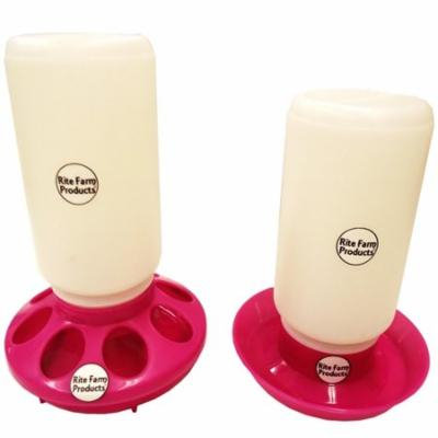 Rite Farm Products Pink 1 Quart Poultry Chicken Chick Feeder & Drinker