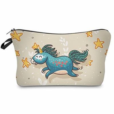 StylesILove Happy Unicorn Pouch Travel Case Makeup Bag (Beige)