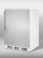 SUMMIT Freestanding all-refrigerator with auto defrost, stainless steel door, thin handle, and lock