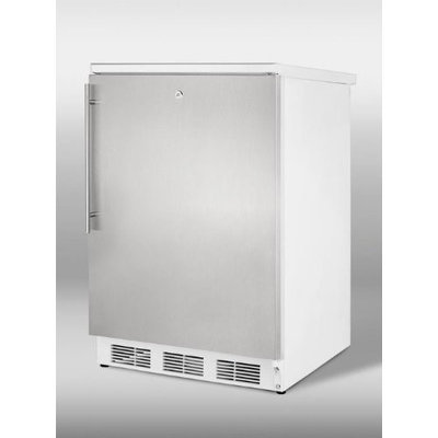 SUMMIT Freestanding all-refrigerator with auto defrost, stainless steel door, thin handle, and lock