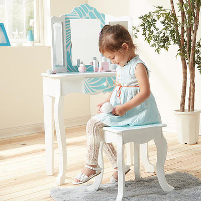 Teamson Kids Fashion Prints Tropical Vanity Table & Stool Set