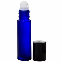 Frosted Cobalt Blue Glass Essential Oil Travel Roll-On - 0.33 oz